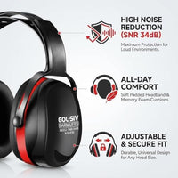 GOL-SIV SNR 34dB Noise Reduction Earmuffs 12 Pack, Commercial Grade Ear Protection for Industrial Plant, Factory & Range, Black & Red
