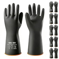 GOL-SIV Chemical Resistant Heavy Duty Latex Gloves 2 Pairs - Rubber Gauntlet for Aquarium, Sandblasting, Deep Tank Cleaning & Drain Work - Acid Alkali Resistant Black, 22 Inch,XL