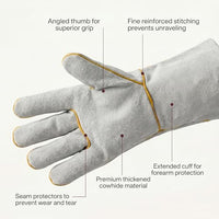 GOL-SIV 5 Pairs Professional Welding Gloves for Men, Extreme Heat Resistant Split Cowhide Leather, Kevlar Stitched Long Cuff Work Gloves for Metal Fabrication, Heavy Duty Grinding & Welding