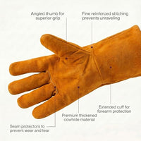 GOL-SIV 3 Pairs Welding Gloves for Men, Premium Top Grain Cowhide Leather, Kevlar Stitched Heat Resistant Work Gloves for MIG/Stick Welder, Reinforced Fingers