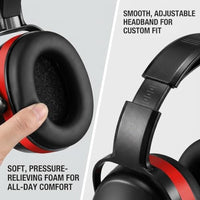 GOL-SIV SNR 34dB Noise Reduction Earmuffs 12 Pack, Commercial Grade Ear Protection for Industrial Plant, Factory & Range, Black & Red