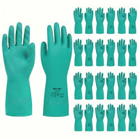 GOL-SIV Heavy Duty Nitrile Chemical Resistant Gloves, Reusable Green Industrial Work with Cotton Flock Lining for Painting, Solvents & Chemical Handling, L, 3 Pairs