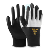 GOL-SIV 3 Pairs Insulated Electrical Gloves 400V, Touch Screen Low Voltage Electrician Work Gloves, Rubber Non-Slip Grip for Wire Working & Maintenance, Black, XL