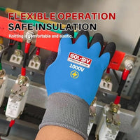 GOL-SIV Industrial Insulated Gloves 1000V Rated, Lightweight Non-Conductive Safety Gloves For Electrician, 1000V|Double Insulated, 10pcs-Large.