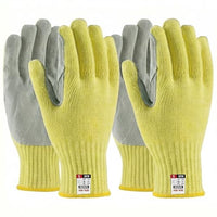 GOL-SIV 2 Pairs Work Gloves Women & Men, 7-Gauge Aramid Knit with Cowhide Leather Palm, Heavy Duty Cut Resistant Safety Gloves for Glass Handling, Metal Fabrication, Woodworking & DIY,S