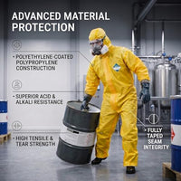 GOL-SIV 6-Pack Hazmat Suit - Heavy Duty Chemical Protective Coverall with Hood, Liquid Splash Resistant Full Body PPE for Industrial & Agricultural Spraying (Large)