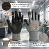 GOL-SIV Work Gloves 12 Pairs, Micro-Foam Nitrile Coated Safety Gloves for Firm Grip, Breathable Seamless High Dexterity Mechanic Gloves for Warehouse, Precision Assembly & DIY (M)