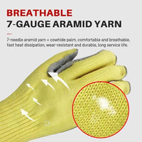 GOL-SIV 2 Pairs Work Gloves Women & Men, 7-Gauge Aramid Knit with Cowhide Leather Palm, Heavy Duty Cut Resistant Safety Gloves for Glass Handling, Metal Fabrication, Woodworking & DIY,S