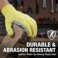 GOL-SIV 2 Pairs Work Gloves Men Medium, 7-Gauge Aramid Knit with Cowhide Leather Palm, Heavy Duty Cut Resistant Safety Gloves for Glass Handling, Metal Fabrication, Construction & Woodworking