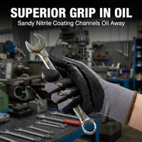 GOL-SIV 15-Gauge Seamless Knit Work Gloves, Micro-Foam Sandy Nitrile Grip for Mechanics & Assembly, Abrasion Resistant, Breathable Open Back Hand Protection (XL, 3 Pairs)