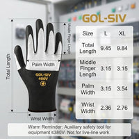 GOL-SIV 400V Low Voltage Electrician Gloves (5 Pairs), Professional Touch Screen & Flame Retardant Safety Work Gloves, Rubber Coated Non-Slip Hand Protection for Electrical Wiring, XL, Black