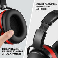 GOL-SIV SNR 34dB Noise Reduction Safety Earmuffs 6 Pack Bulk, Heavy Duty Ear Protection for Industrial Workers, Manufacturing & Shooting, Black & Red