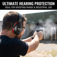 GOL-SIV SNR 34dB Noise Reduction Safety Earmuffs 6 Pack Bulk, Heavy Duty Ear Protection for Industrial Workers, Manufacturing & Shooting, Black & Red