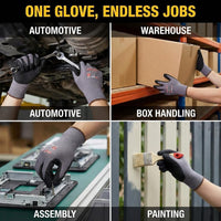 GOL-SIV 15-Gauge Seamless Knit Work Gloves, Micro-Foam Sandy Nitrile Grip for Mechanics & Assembly,High Dexterity, Anti-Slip & High Dexterity, Breathable Open Back (L, 3 pairs)