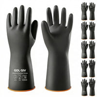 GOL-SIV 18 Inch Chemical Resistant Work Gloves 2 Pairs, Heavy Duty Latex Elbow Length Gauntlet, Waterproof Acid & Alkali Proof for Industrial Cleaning, Metal Plating & Pool Maintenance