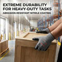 GOL-SIV 12 Pairs Sandy Nitrile Coated Work Gloves, Level 4 Abrasion Resistant, 15-Gauge Breathable Mechanic Gloves for Superior Grip, Warehouse & Construction (XL)