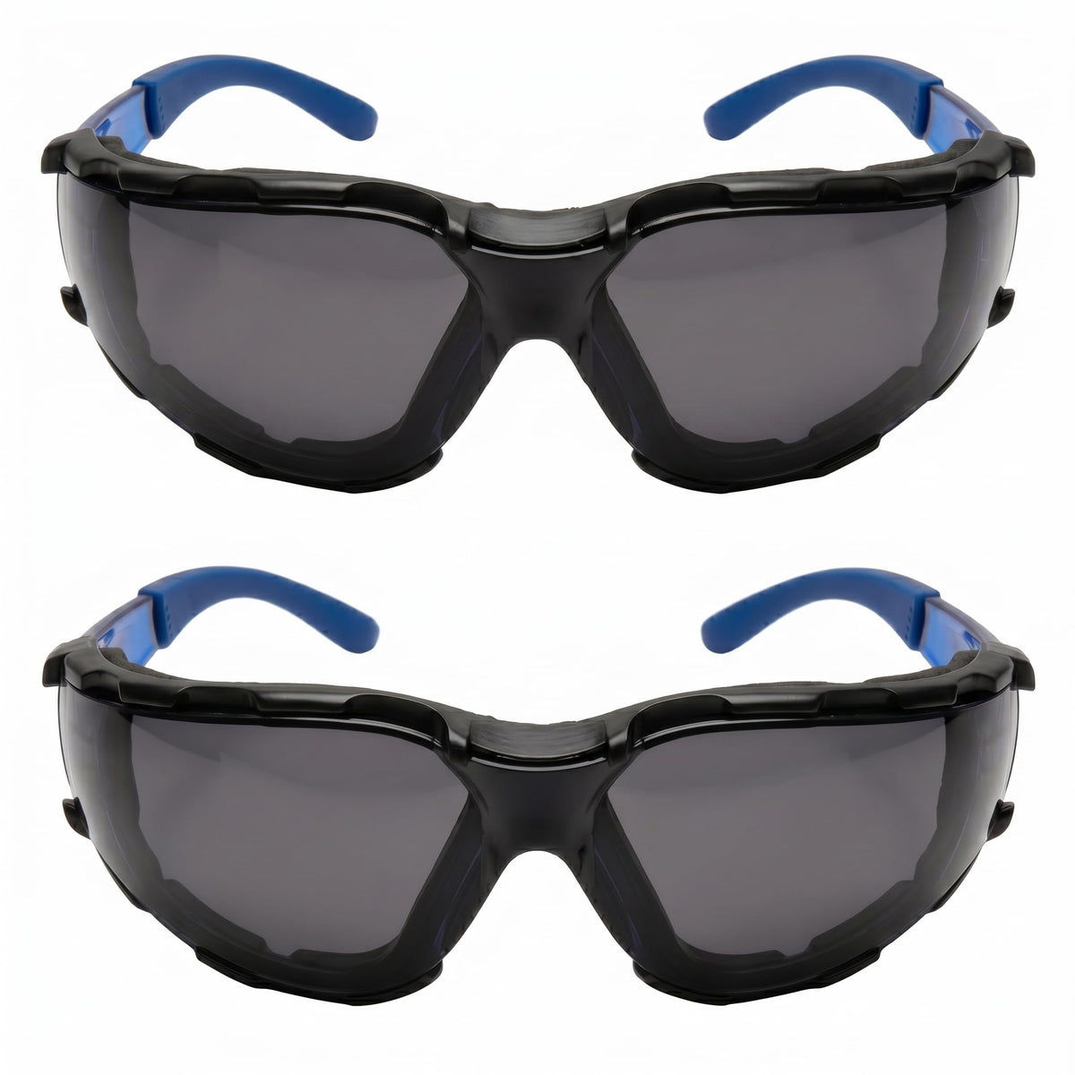 GOL-SIV Foam Lined Safety Glasses, Anti-Fog Smoke Tinted Lenses, Vented Dust Proof Goggles for Work, Construction and Motorcycle, ANSI Z87.1, 2 Pack