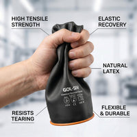 GOL-SIV 18 Inch Chemical Resistant Work Gloves 2 Pairs, Heavy Duty Latex Elbow Length Gauntlet, Waterproof Acid & Alkali Proof for Industrial Cleaning, Metal Plating & Pool Maintenance