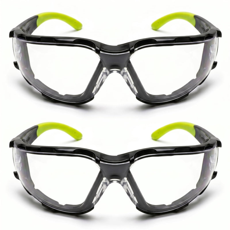 GOL-SIV Safety Glasses 2 Pack, Clear Anti-Fog Safety Goggles for Men & Women, ANSI Z87.1 Wrap-Around Eye Protection with Anti-Slip Rubber Temples for Construction, Woodworking & Lab Work
