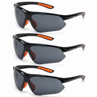 GOL-SIV 3 Pack Tinted Safety Glasses, Anti-Fog Safety Sunglasses for Men Women, ANSI Z87.1 Work Glasses with UV Protection & Non-Slip Nose Pad for Construction, Landscaping, Dark Lens