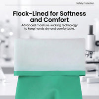 GOL-SIV Heavy Duty Nitrile Chemical Resistant Gloves, Reusable Green Industrial Work with Cotton Flock Lining for Painting, Solvents & Chemical Handling, L, 3 Pairs