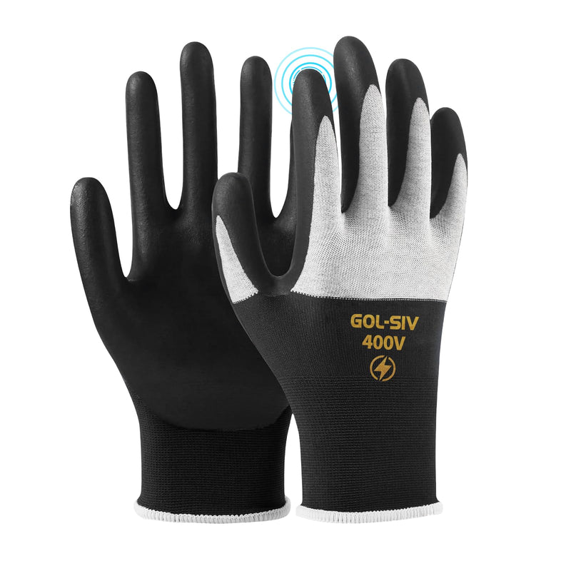 GOL-SIV 400V Electrical Glove For Men Arc Resistant,Flame Retardant,Low Voltage Insulated Gloves,Safety Electrician Gloves,Rubber Non Slip（5 Pairs,XL）