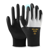 GOL-SIV 400V Low Voltage Electrician Gloves (5 Pairs), Professional Touch Screen & Flame Retardant Safety Work Gloves, Rubber Coated Non-Slip Hand Protection for Electrical Wiring, XL, Black