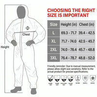 GOL-SIV 6-Pack Hazmat Suit - Heavy Duty Chemical Protective Coverall with Hood, Liquid Splash Resistant Full Body PPE for Industrial & Agricultural Spraying (Large)