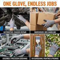 GOL-SIV Work Gloves 12 Pairs, Micro-Foam Nitrile Coated Safety Gloves for Firm Grip, Breathable Seamless High Dexterity Mechanic Gloves for Warehouse, Precision Assembly & DIY (M)