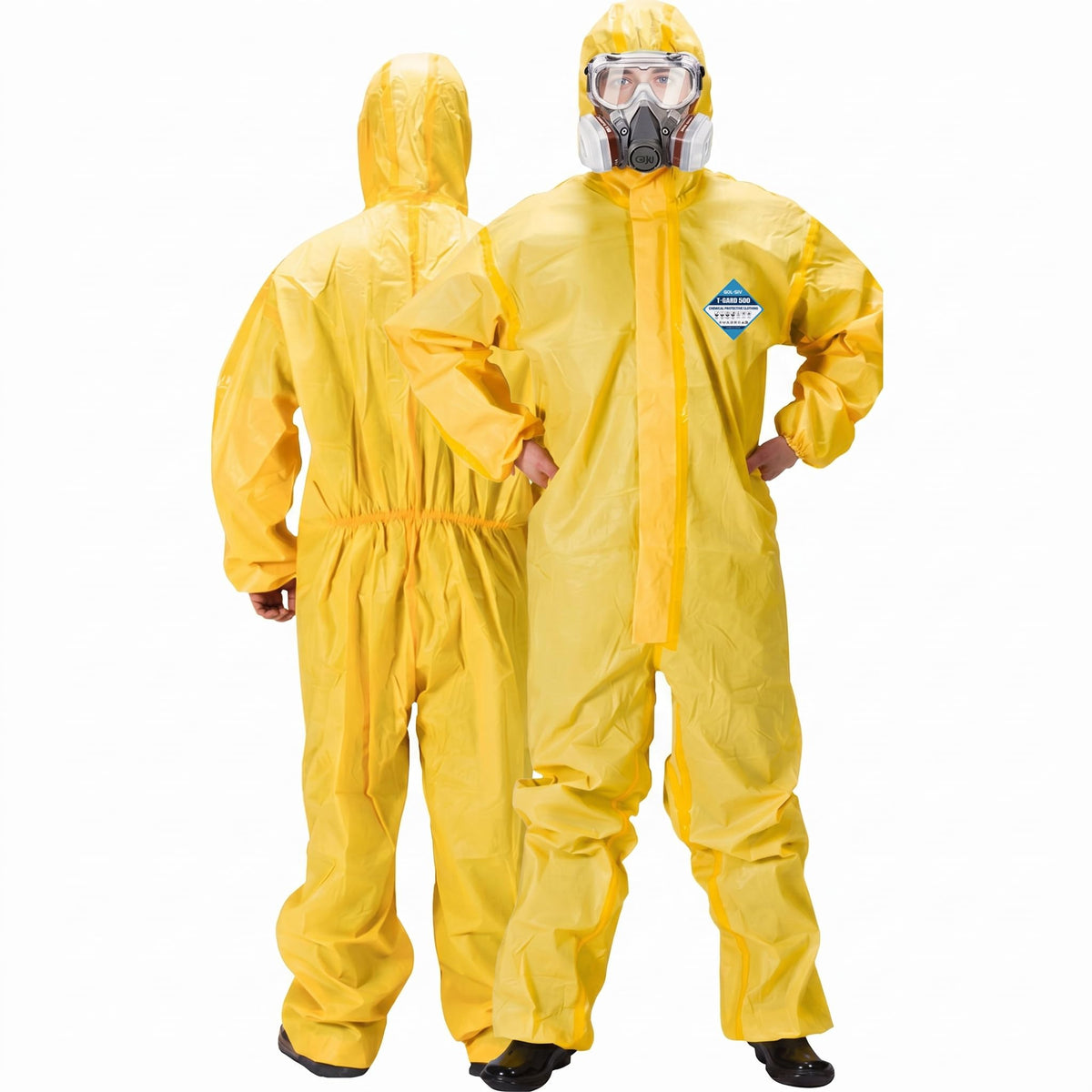GOL-SIV Hazmat Suit with Hood (6-Pack) - Chemical Resistant Protective Coveralls, Type 3/4/5/6 Liquid Splash PPE for Acid Handling & Tank Pressure Washing (XL)