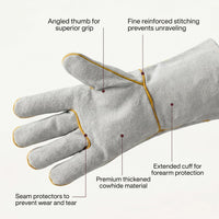 GOL-SIV Welding Gloves Men 3 Pairs, Heavy Duty Split Cowhide Leather Work Gloves with Kevlar Stitching, Extreme Heat Resistant Gauntlet for MIG/Stick Welding & Metal Fabrication