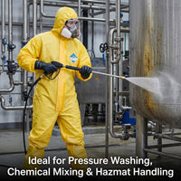 GOL-SIV Hazmat Suit with Hood (6-Pack) - Chemical Resistant Protective Coveralls, Type 3/4/5/6 Liquid Splash PPE for Acid Handling & Tank Pressure Washing (XL)