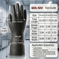 GOL-SIV 18 Inch Chemical Resistant Work Gloves 2 Pairs, Heavy Duty Latex Elbow Length Gauntlet, Waterproof Acid & Alkali Proof for Industrial Cleaning, Metal Plating & Pool Maintenance