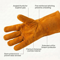 GOL-SIV 5 Pairs Industrial Welding Gloves Bulk, Premium Top Grain Cowhide Leather, Kevlar Stitched Heat Resistant Work Gloves for Professional MIG Welders