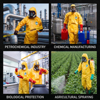 GOL-SIV 6-Pack Hazmat Suit with Hood - Type 3/4 Chemical Liquid Splash Protective Coveralls for Pressure Washing & Hazardous Handling (XXXL)