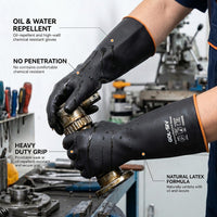 GOL-SIV 18 Inch Chemical Resistant Work Gloves 2 Pairs, Heavy Duty Latex Elbow Length Gauntlet, Waterproof Acid & Alkali Proof for Industrial Cleaning, Metal Plating & Pool Maintenance