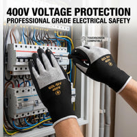 GOL-SIV 3 Pairs Insulated Electrical Gloves 400V, Touch Screen Low Voltage Electrician Work Gloves, Rubber Non-Slip Grip for Wire Working & Maintenance, Black, XL