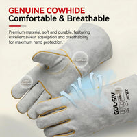 GOL-SIV 5 Pairs Professional Welding Gloves for Men, Extreme Heat Resistant Split Cowhide Leather, Kevlar Stitched Long Cuff Work Gloves for Metal Fabrication, Heavy Duty Grinding & Welding