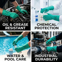 GOL-SIV Chemical Resistant Gloves, 18 Mil Heavy Duty Nitrile Gloves, EN374 Acid & Alkali Proof Work Gloves for Epoxy Resin, Woodworking & Auto, Puncture Resistant, 12 Pairs, M