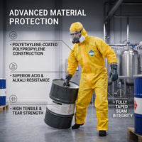 GOL-SIV Hazmat Suit with Hood (6-Pack) - Chemical Splash Resistant Protective Coveralls, Liquid PPE for Industrial Washing, Mixing & Outdoor Spraying (XXL)