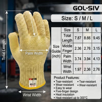 GOL-SIV 5 Pairs Cut Resistant Work Gloves, 7-Gauge Heavy Duty Aramid Fiber, Heat & Cut Protection for Small Hands, Women. Ideal for Metal Glass Handling, Woodworking & Industrial Assembly, S