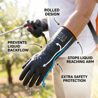 GOL-SIV Chemical Resistant Heavy Duty Latex Gloves 2 Pairs - Rubber Gauntlet for Aquarium, Sandblasting, Deep Tank Cleaning & Drain Work - Acid Alkali Resistant Black, 22 Inch,XL