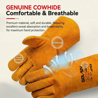 GOL-SIV 3 Pairs Welding Gloves for Men, Premium Top Grain Cowhide Leather, Kevlar Stitched Heat Resistant Work Gloves for MIG/Stick Welder, Reinforced Fingers