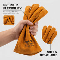 GOL-SIV 3 Pairs Welding Gloves for Men, Premium Top Grain Cowhide Leather, Kevlar Stitched Heat Resistant Work Gloves for MIG/Stick Welder, Reinforced Fingers